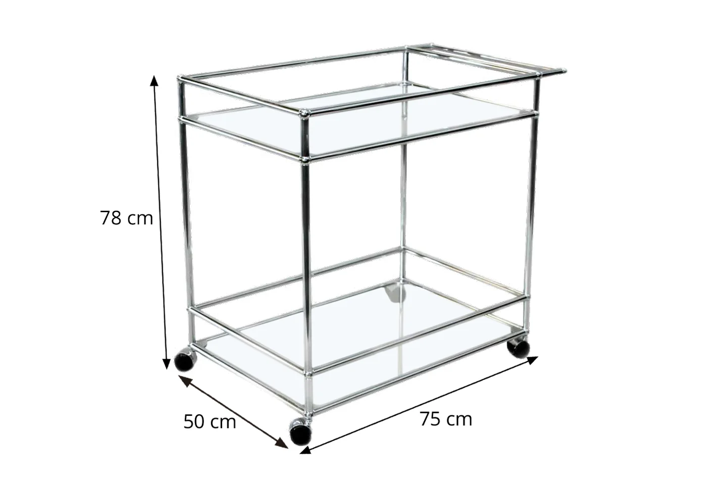 USM Haller Barwagen / Servierwagen Klarglas 75 x 50 cm