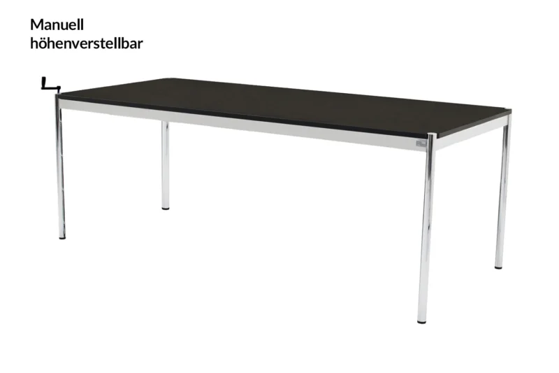 USM Haller Schreibtisch 200 x 100 cm höhenv. (bis 86 cm) Holz / Schwarz