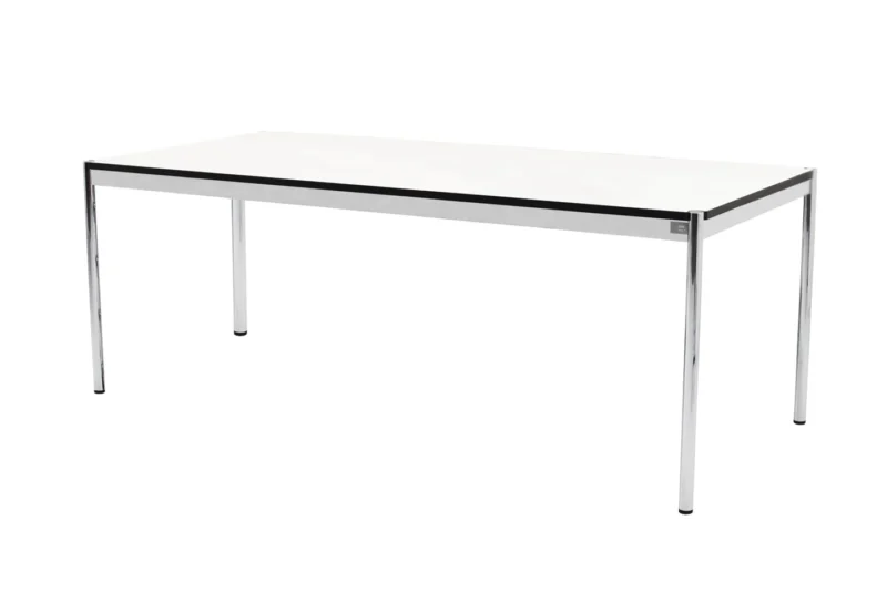 USM Haller Schreibtisch / Konferenztisch Kunstharz / Perlgrau / Weiß 200 x 100 cm