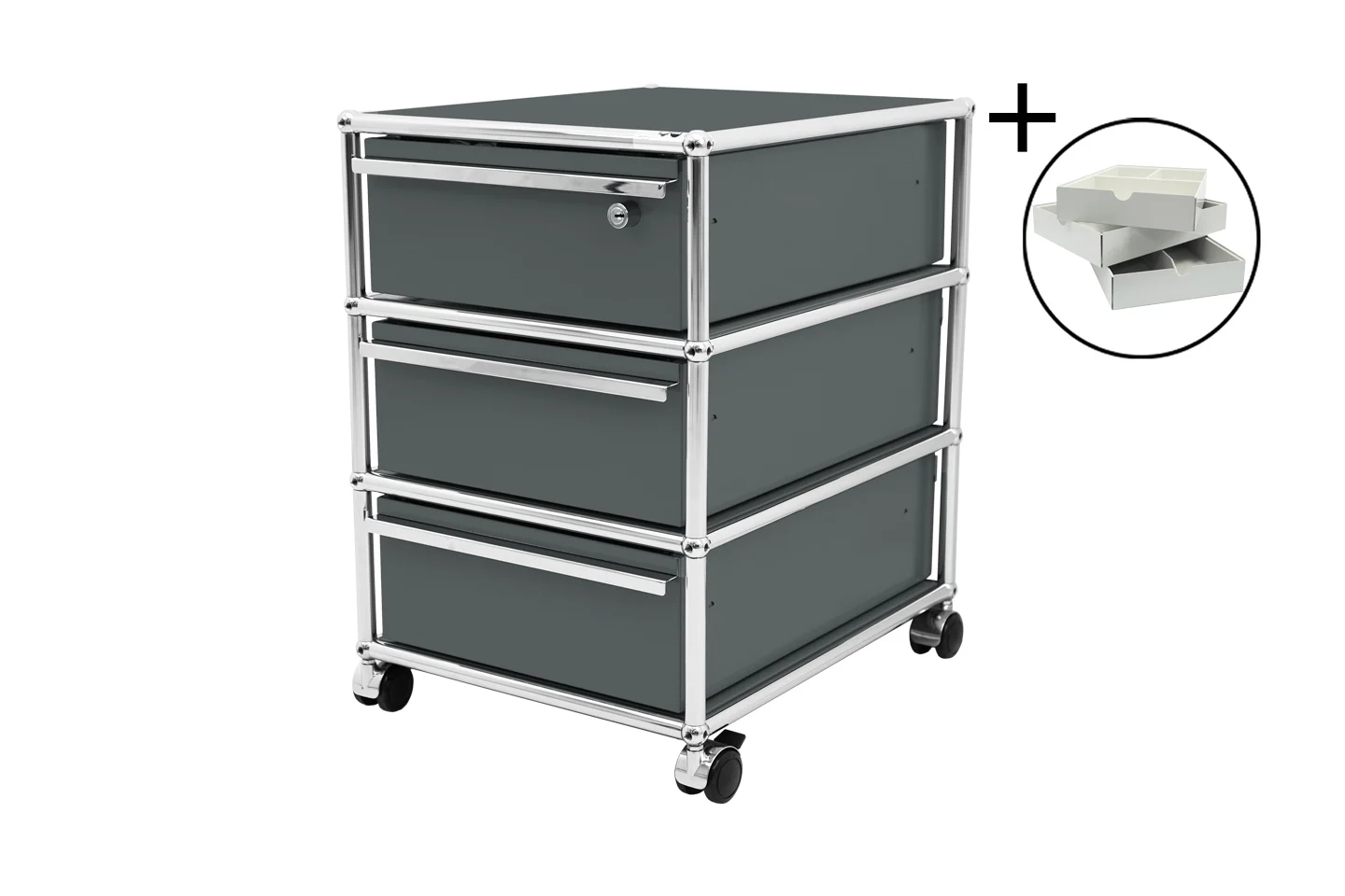 USM Haller Rollcontainer Mittelgrau RAL 7005