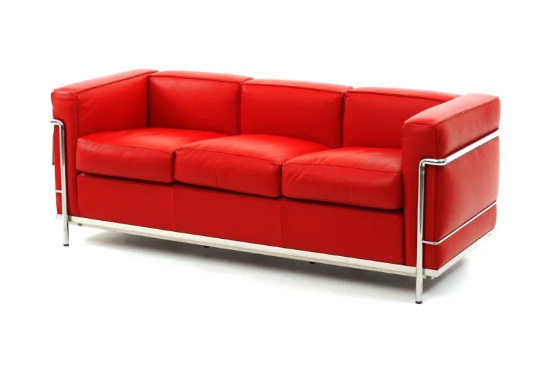 Cassina LC2 Le Corbusier 3-er Sofa Leder / Hellrot