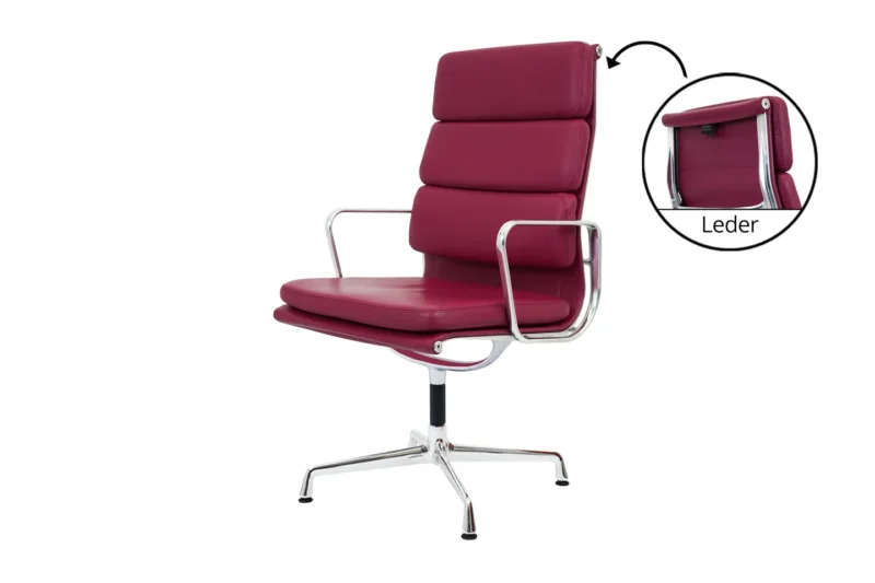 Vitra EA 212 Leder / Magenta / Rot