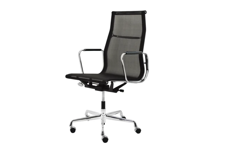 Vitra EA 119 Netz / Schwarz *mit arret. Wippfunktion + Lederauflagen*