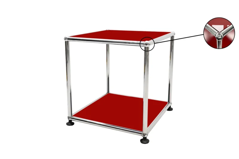 USM Haller Beistelltisch Glas / USM Rubinrot  35 x 35 cm
