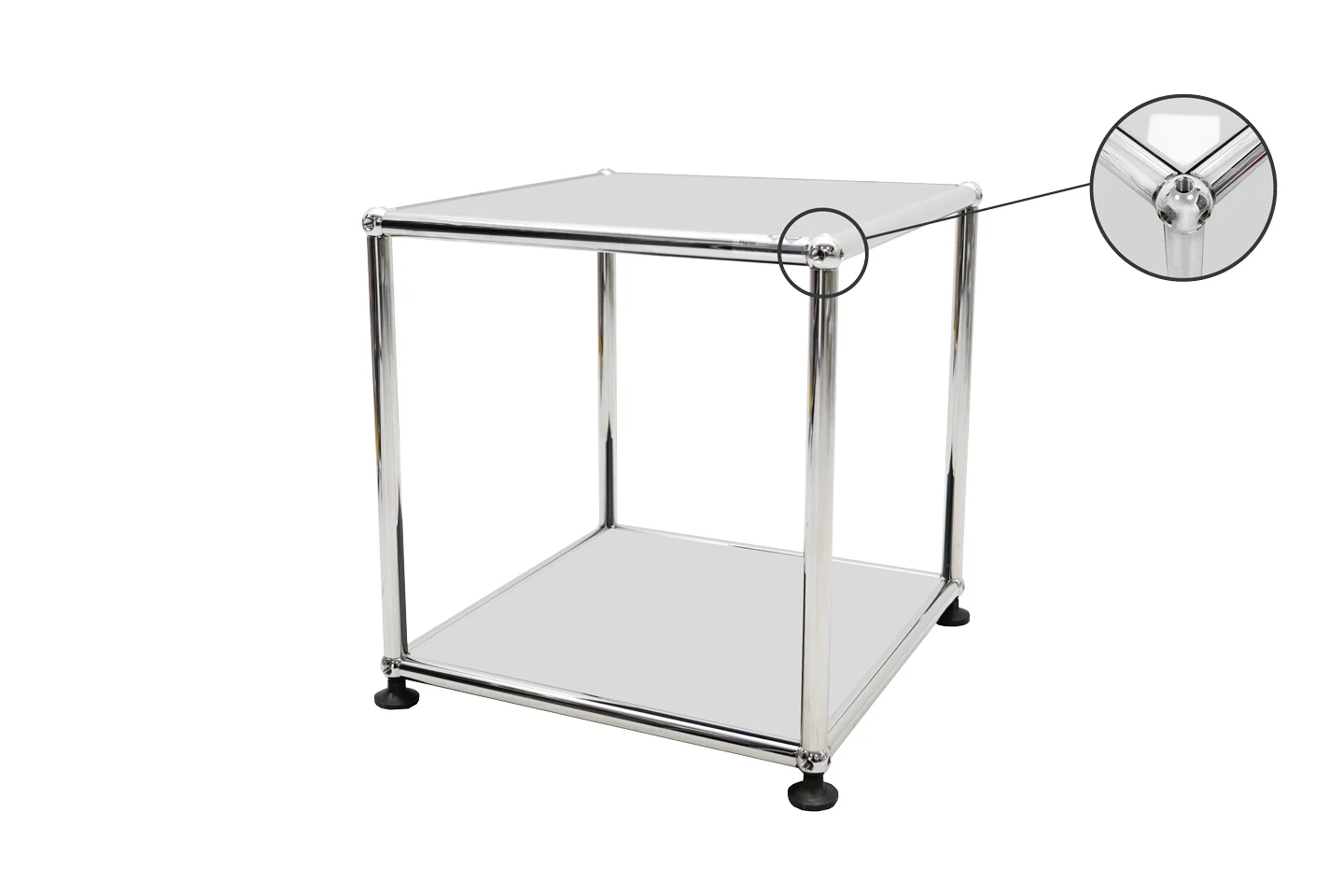 USM Haller Beistelltisch Glas / Lichtgrau RAL 7035 35 x 35 cm – Bild 1