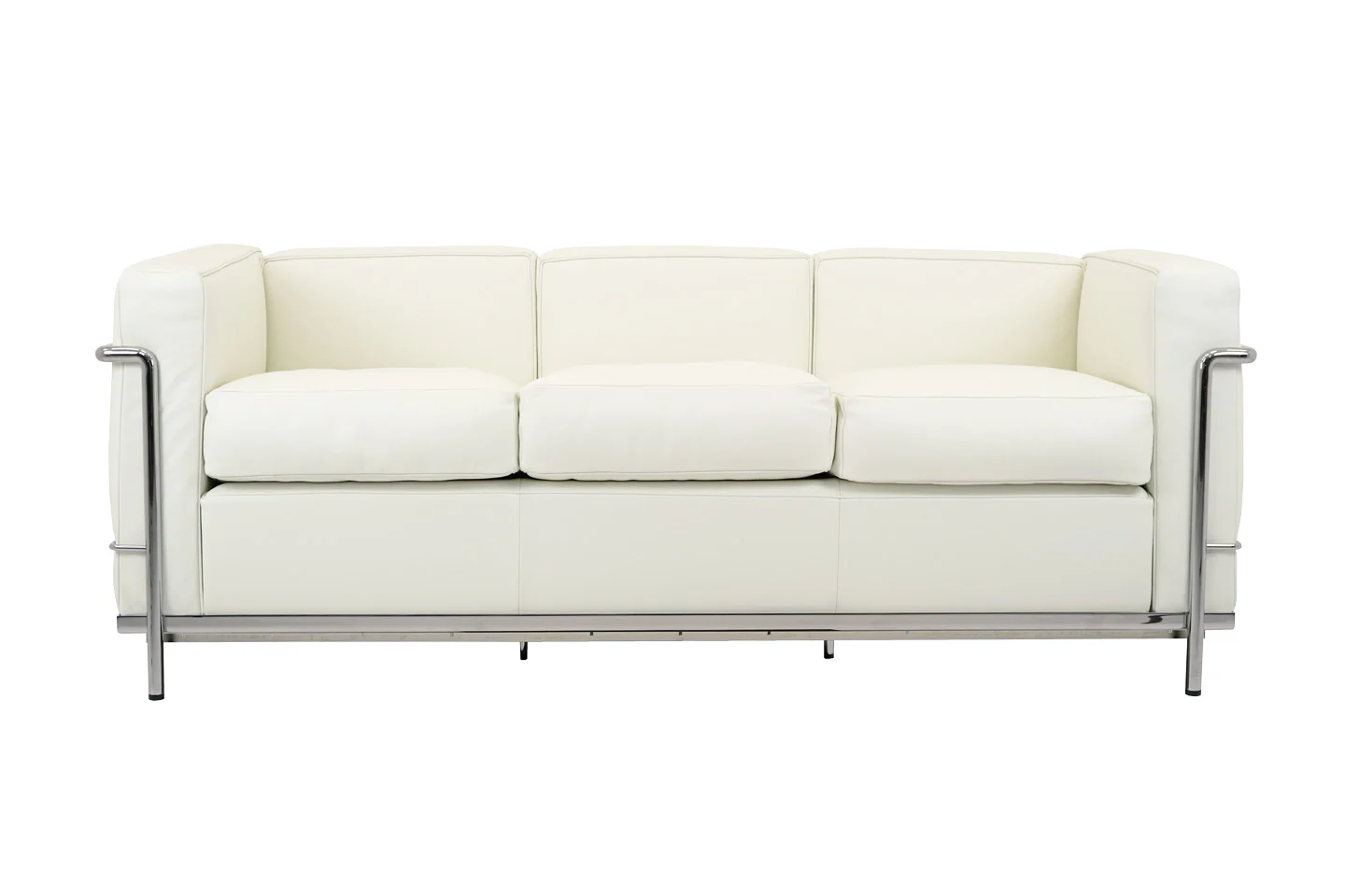 Cassina LC2 Le Corbusier 3-er Sofa Leder / Weiß / Bianco