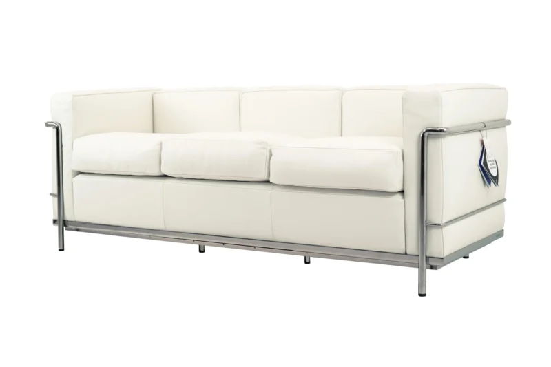 Cassina LC2 Le Corbusier 3-er Sofa Leder / Weiß / Bianco