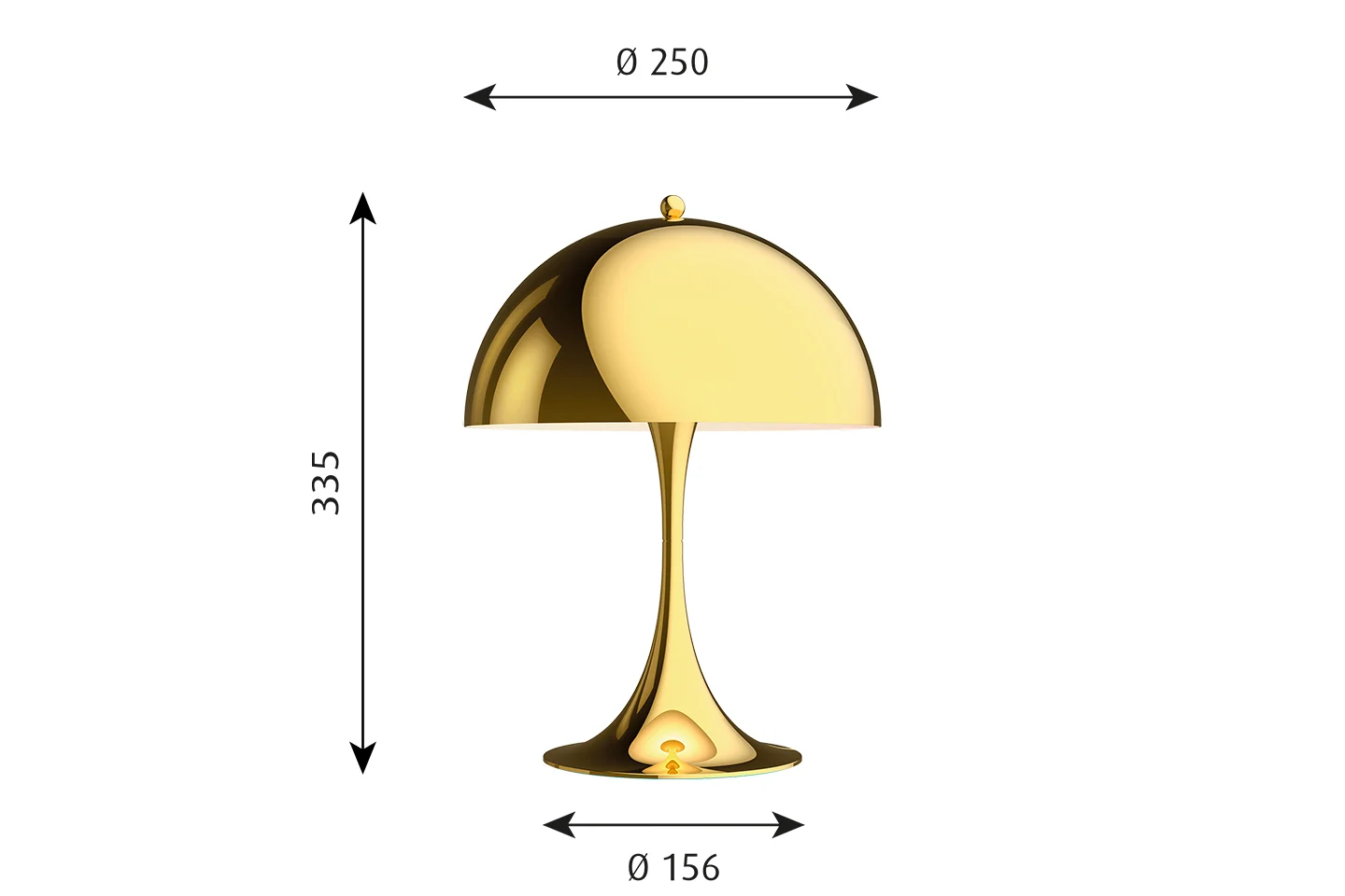 Louis Poulsen Panthella Mini 250 V2 Tischlampe / Messing metallisiert / Gold
