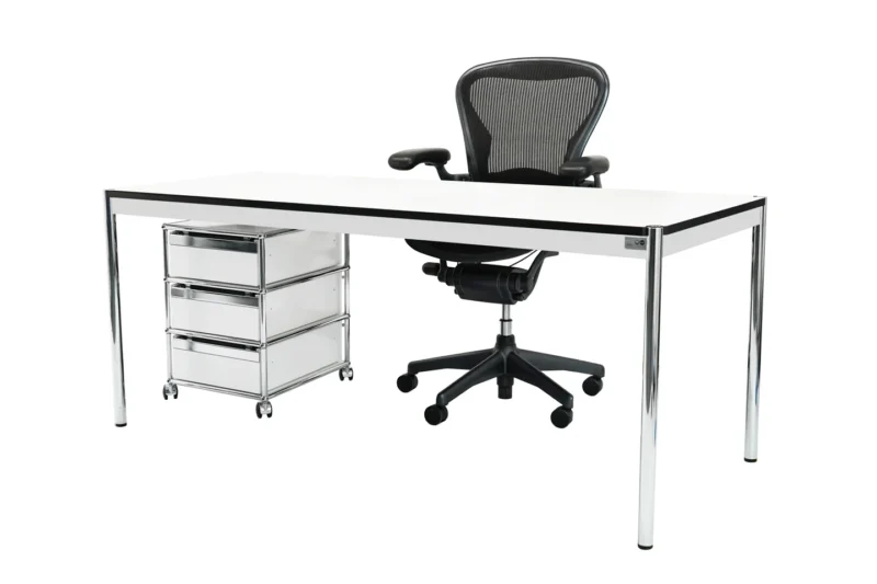 USM Haller + Herman Miller Arbeitsplatz 175 x 75 Kunstharz / Perlgrau *Höhenverstellbar*