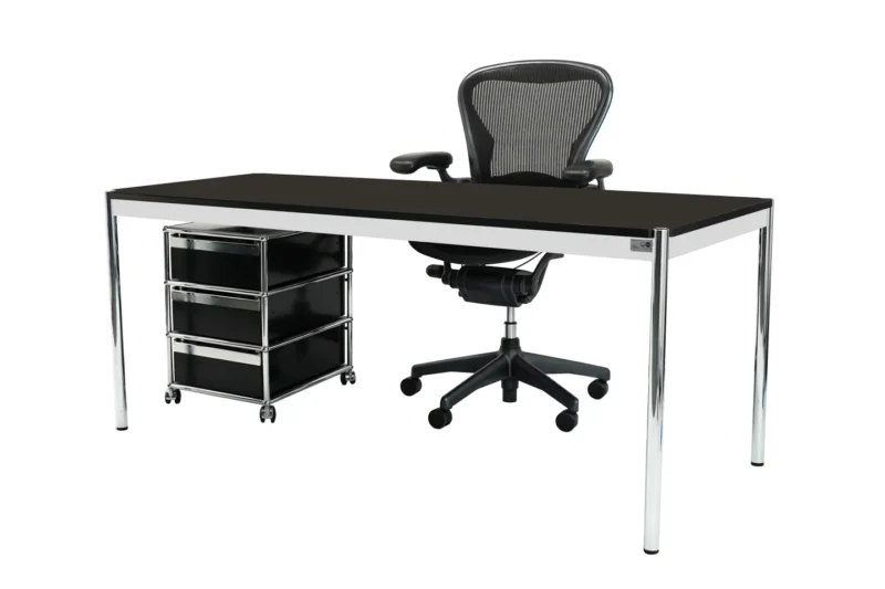 USM Haller + Herman Miller Arbeitsplatz 175 x 75 Holz / Schwarz *Höhenverstellbar*