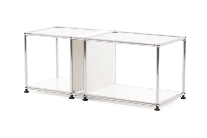 USM Haller Beistelltisch 95 x 35 cm Reinweiß RAL 9010 / satiniertes Glas