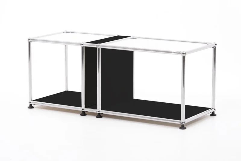 USM Haller Beistelltisch 95 x 35 cm Graphitschwarz RAL 9011 / satiniertes Glas