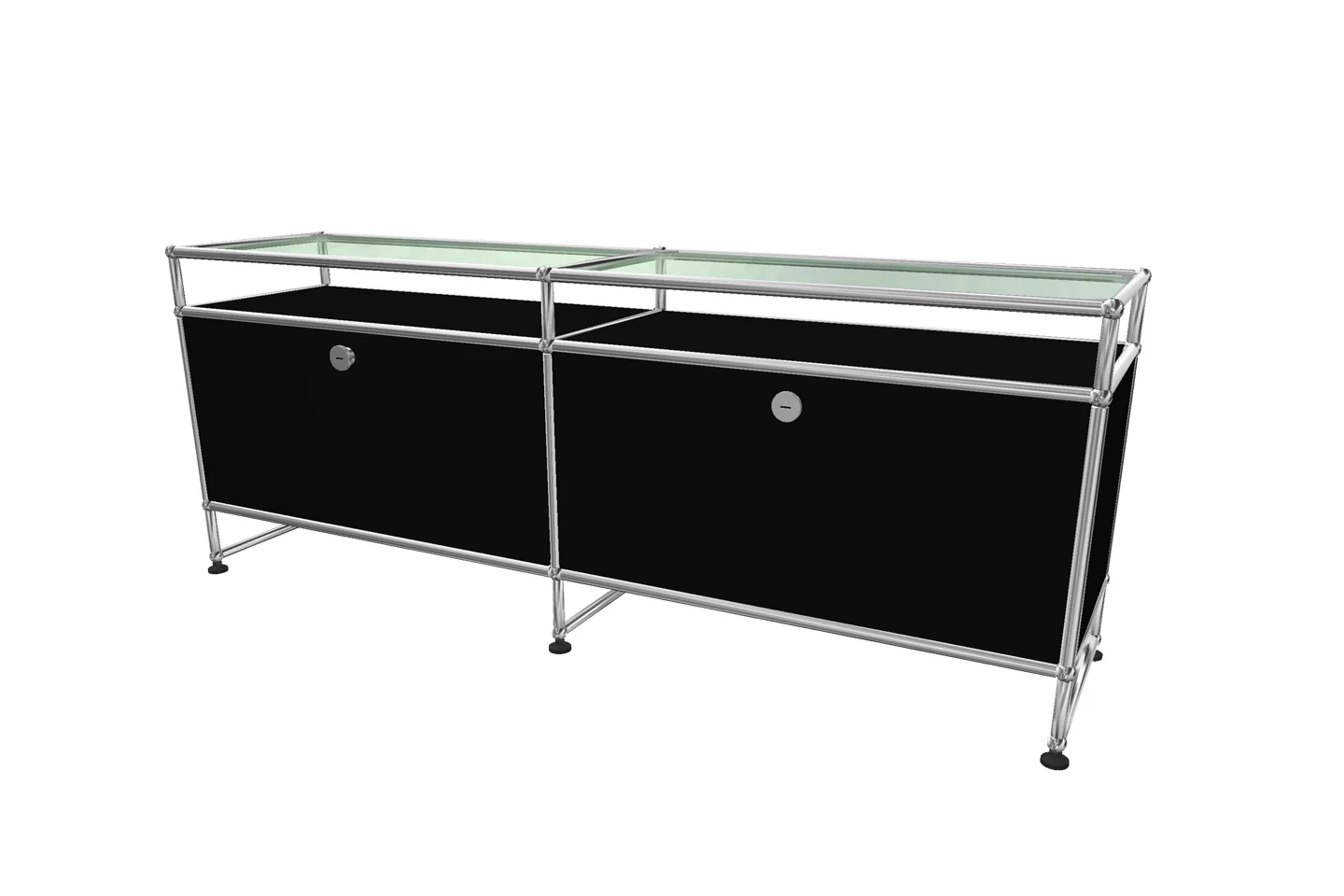 USM Haller TV-Board / Lowboard mit Sockel und Glastablaren