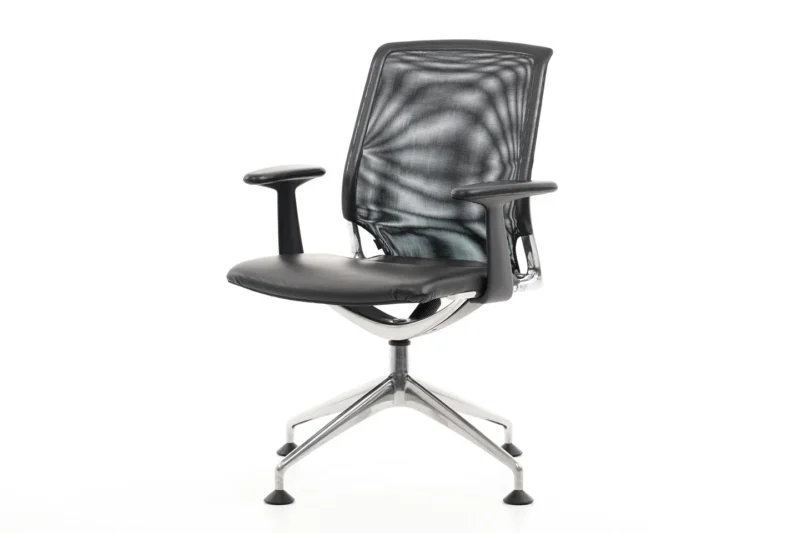 Vitra Meda Chair Besucherstuhl Netz / Leder / Schwarz