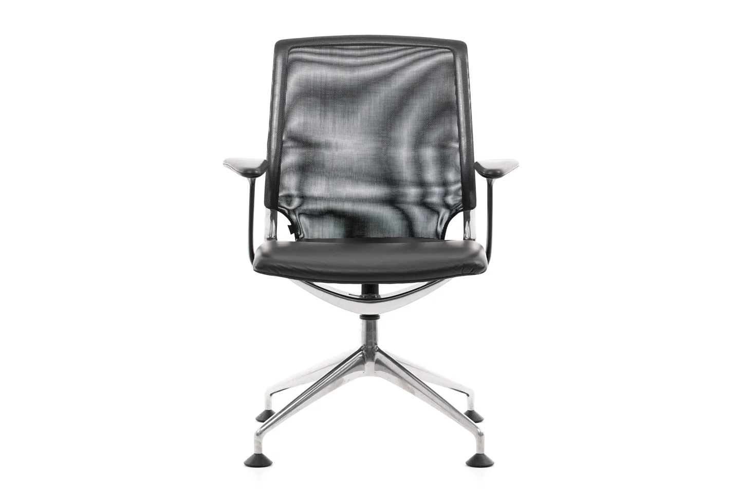 Vitra Meda Chair Besucherstuhl Netz / Leder / Schwarz