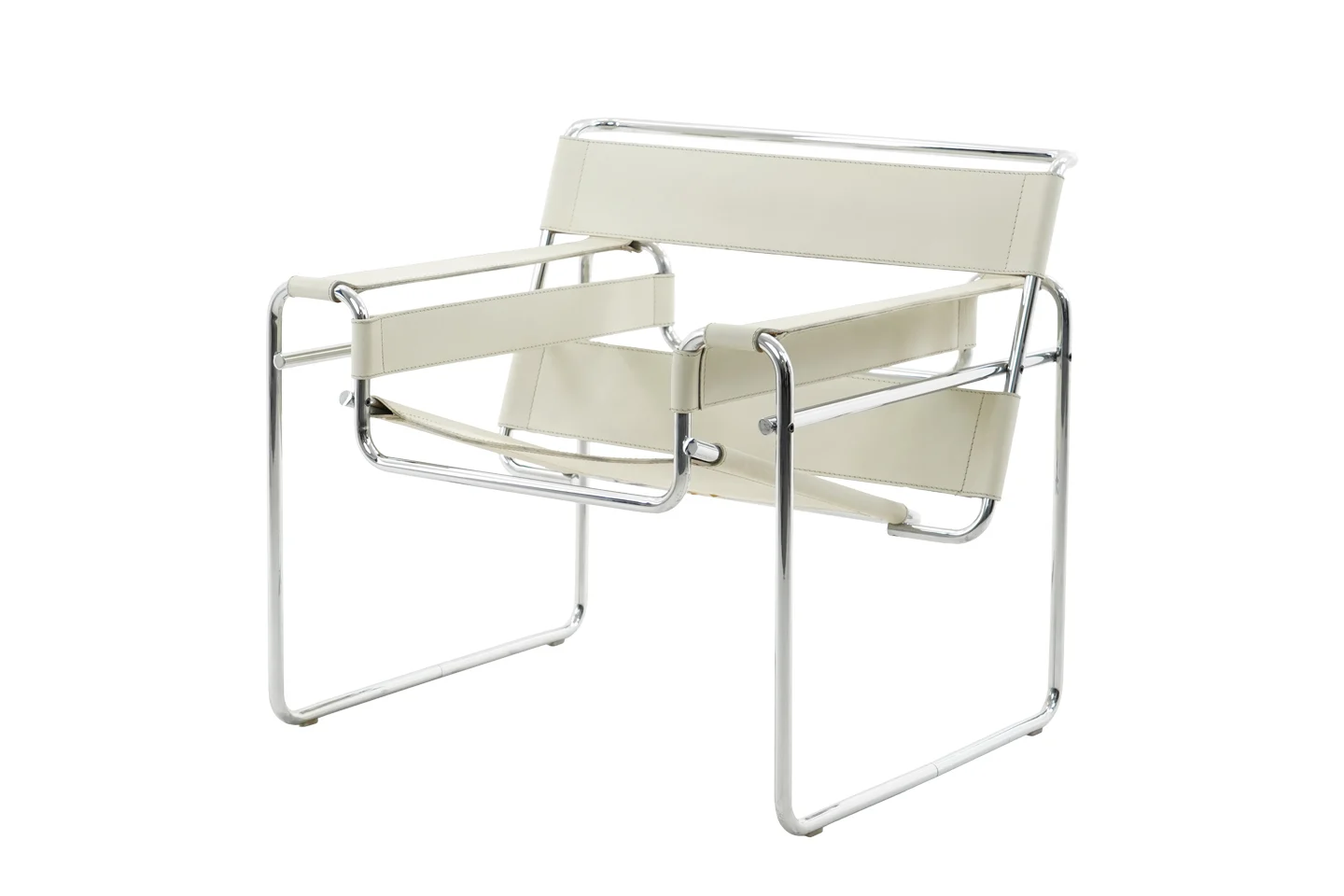 Knoll International Wassily Sessel von Marcel Breuer für Gavina Leder / Cremeweiß