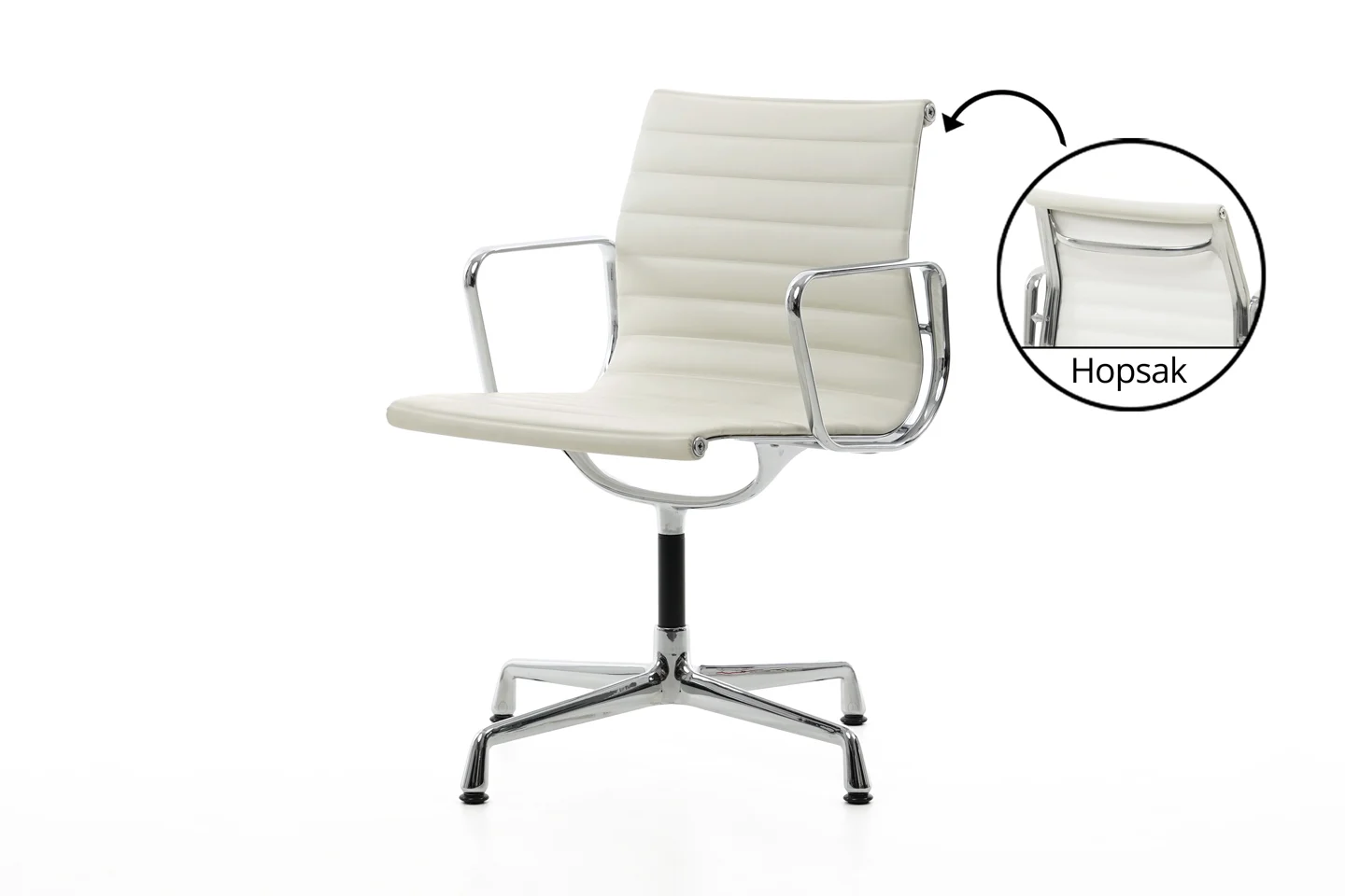 Vitra 108 Leder / Weiß / Hellgrau *drehbar*