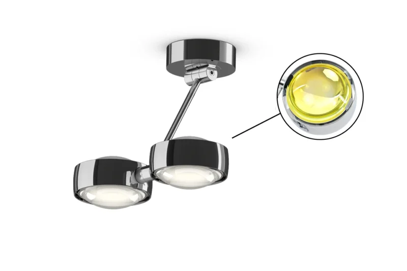 Occhio Deckenlampe Sento Soffitto Doppio / Chrom Glanz / Farbfilter Gelb
