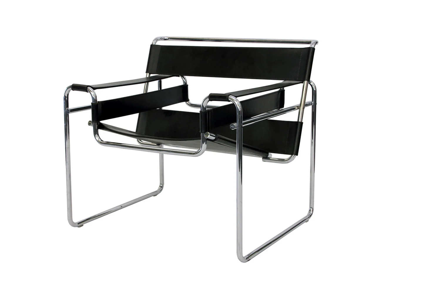 Knoll International Wassily Sessel von Marcel Breuer für Gavina Leder / Schwarz