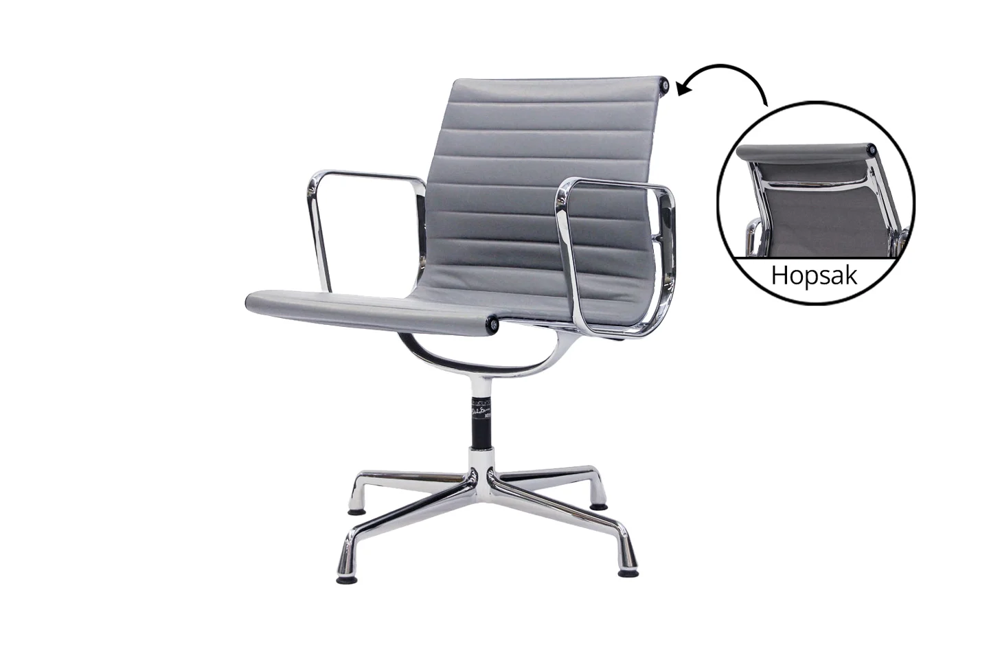 Vitra EA 108 Besucherstuhl Leder / Grau
