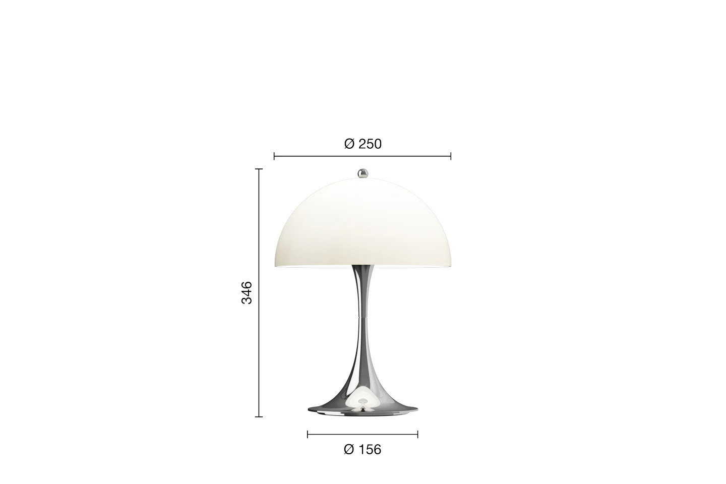 Louis Poulsen Panthella V3 Mini 250 Portable (In- & Outdoor) Tischlampe / Chrome Opal Beige