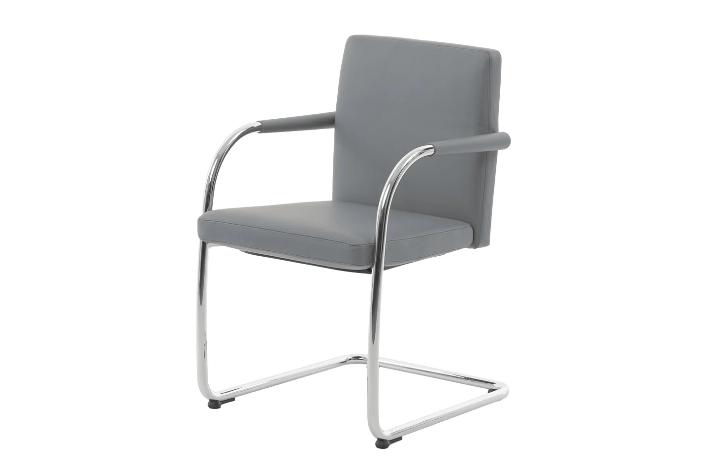 Vitra VisaSoft Freischwinger Leder / Grau *nicht stapelbar*