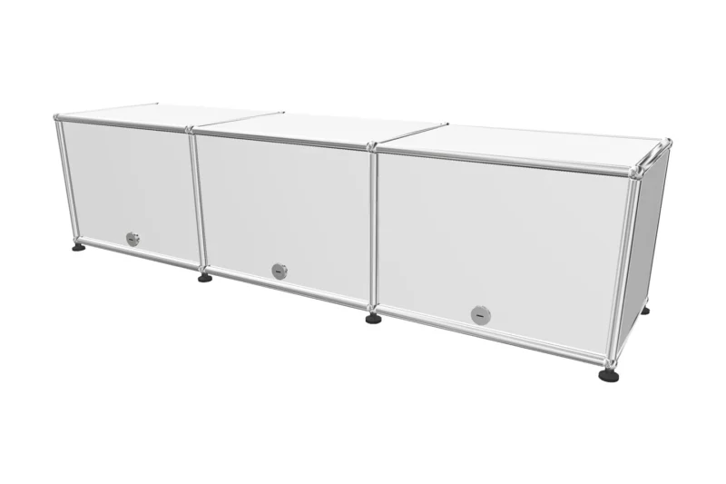 USM Haller TV-Board / Lowboard Reinweiß RAL 9010 mit Einschubtüren