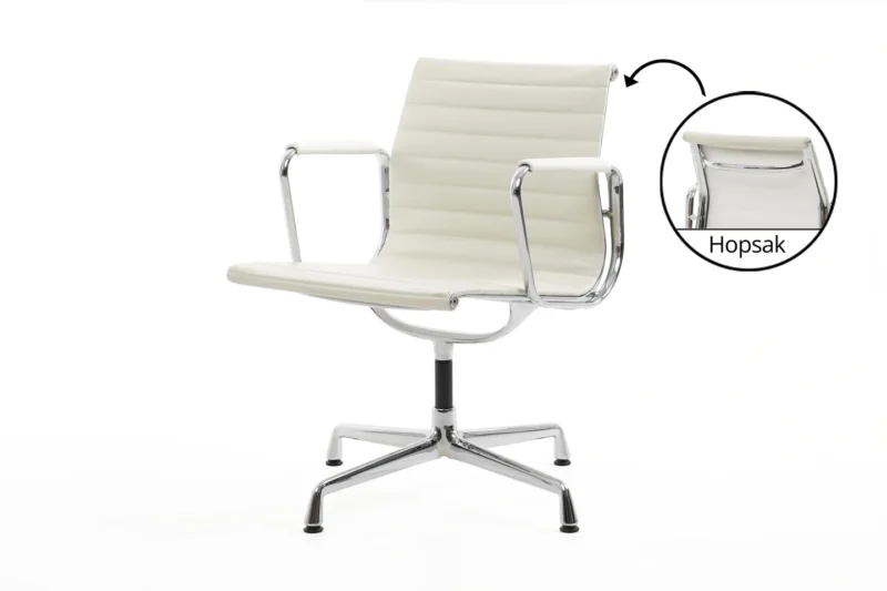 Vitra EA 108 Leder / Weiß / Hellgrau *drehbar mit Lederauflagen*