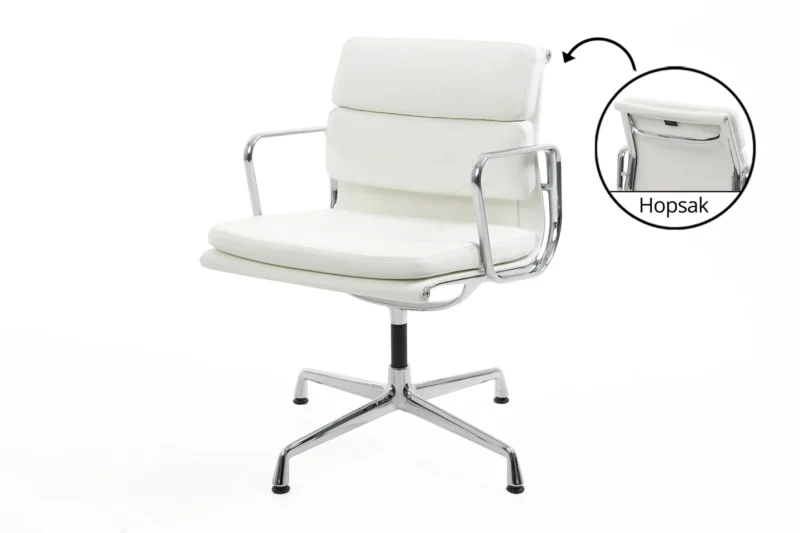 Vitra Soft Pad EA 208 Besucherstuhl Leder / Weiß